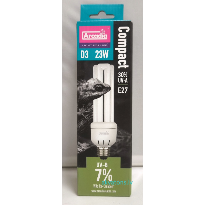 Arcadia D3 Compact E27 Reptile Lamp (7% UVB) 23 W