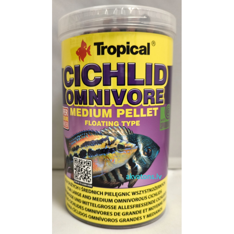 Tropical Cichlid Omnivore Medium Pellet 1000ml